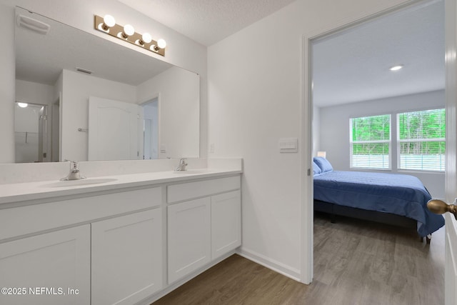 2304 Shady Breeze Ln, Green Cove Springs, FL 32043 - ensuite bathroom with wood finished floors, double vanity, and baseboards