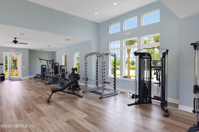 2304 Shady Breeze Ln, Green Cove Springs, FL 32043 - gym featuring healthy amount of natural light, light wood finished floors, baseboards, and recessed lighting