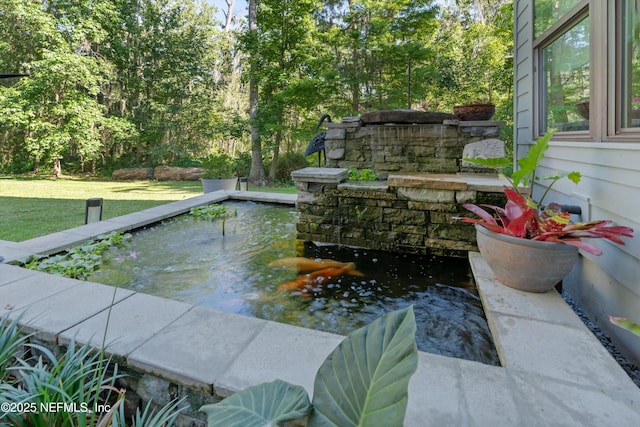 182 N Ridge Dr, Fleming Island, FL 32003 - surrounding community with a garden pond and a lawn