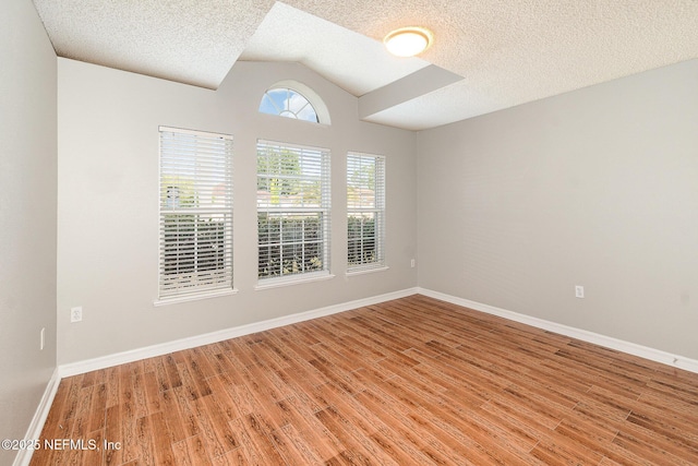 133 Sterling Hill Dr, Jacksonville, FL 32225 - empty room with vaulted ceiling, light wood finished floors, baseboards, and a textured ceiling