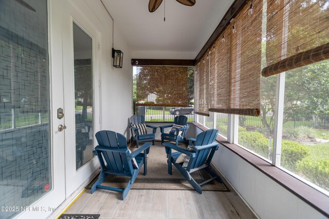 1800 Rear Admiral Ln, Saint Johns, FL 32259 - sunroom featuring ceiling fan and french doors
