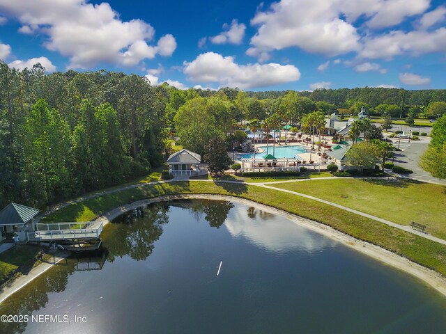 1800 Rear Admiral Ln, Saint Johns, FL 32259 - drone / aerial view of a pool, a large body of water, and a forest