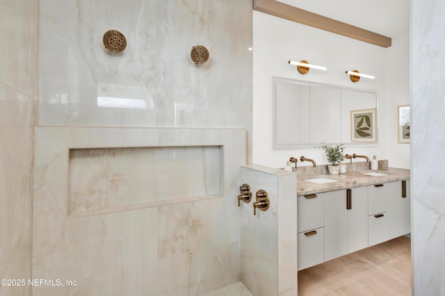 114 12th Ave S Unit 102, Jacksonville Beach, FL 32250 - full bathroom featuring a tile shower and double vanity