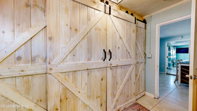 detailed view of a barn door and baseboards