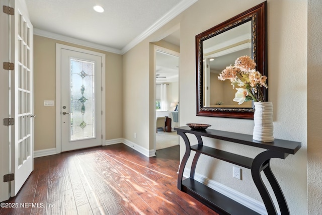 123 Tree Side Ln, Ponte Vedra, FL 32081 - entrance foyer with ornamental molding, hardwood / wood-style flooring, and baseboards