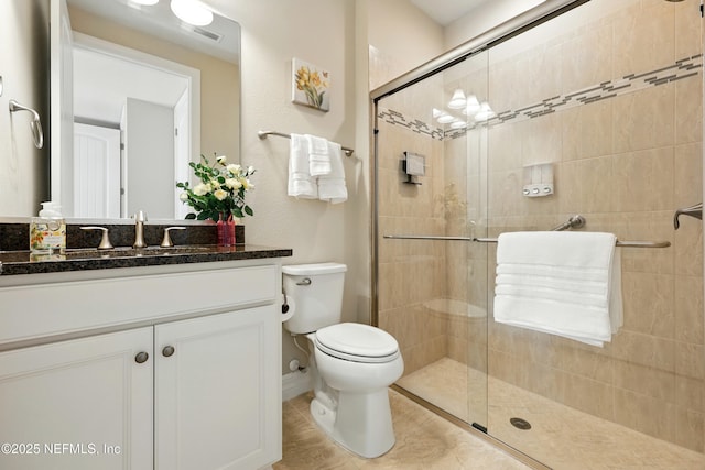 123 Tree Side Ln, Ponte Vedra, FL 32081 - bathroom featuring a stall shower, toilet, and vanity
