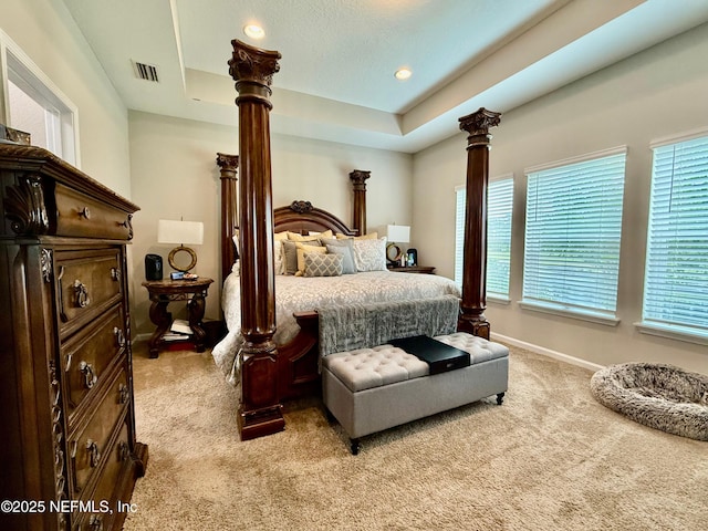 195 Torres Trce, Saint Augustine, FL 32095 - bedroom with light colored carpet, baseboards, a tray ceiling, and recessed lighting