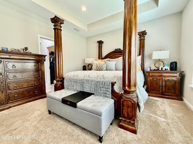 195 Torres Trce, Saint Augustine, FL 32095 - bedroom featuring carpet, decorative columns, a walk in closet, baseboards, and recessed lighting