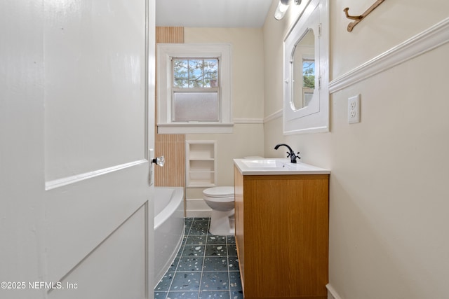 3577 Valencia Rd, Jacksonville, FL 32205 - full bath with toilet, tile patterned flooring, vanity, a tub to relax in, and a shower