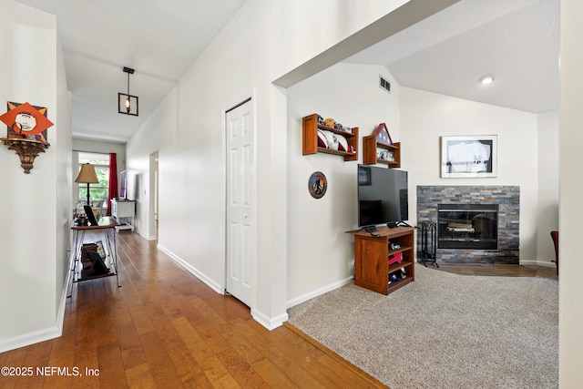 364 Maplewood Dr, Saint Johns, FL 32259 - corridor featuring lofted ceiling, hardwood / wood-style flooring, and baseboards