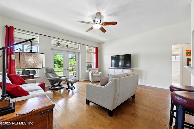 364 Maplewood Dr, Saint Johns, FL 32259 - living area with french doors, ceiling fan, wood-type flooring, and baseboards