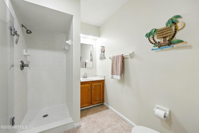364 Maplewood Dr, Saint Johns, FL 32259 - full bathroom with tile patterned floors, a stall shower, baseboards, and vanity