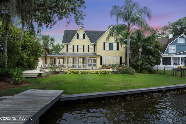 195 S Roscoe Blvd, Ponte Vedra Beach, FL 32082 - back of property at dusk with a deck with water view