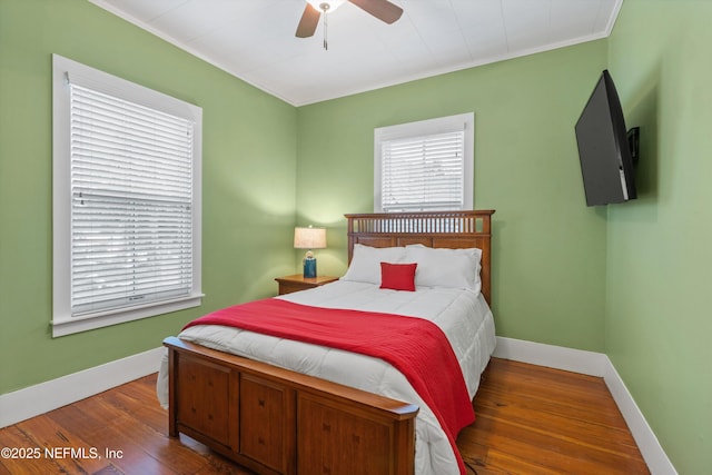 195 S Roscoe Blvd, Ponte Vedra Beach, FL 32082 - bedroom featuring wood finished floors, baseboards, ceiling fan, and crown molding