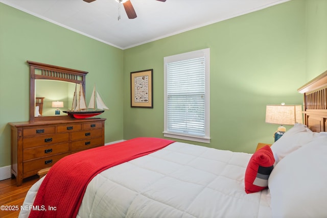 195 S Roscoe Blvd, Ponte Vedra Beach, FL 32082 - bedroom with wood finished floors, ornamental molding, and ceiling fan