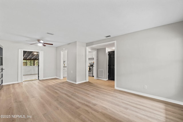5164 Marlene Ave, Jacksonville, FL 32210 - unfurnished living room with a ceiling fan, light wood finished floors, and baseboards