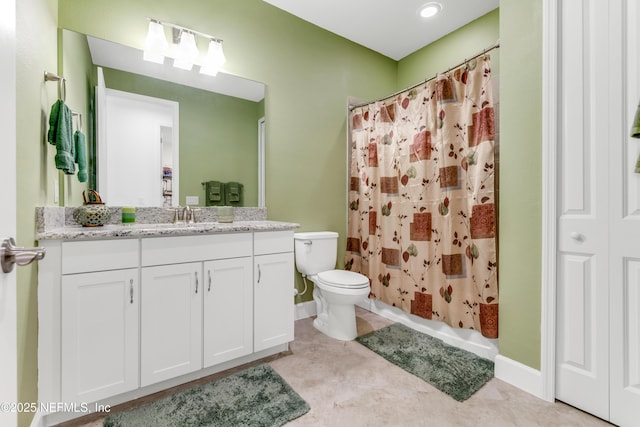 836 Margaritaville Ave, Daytona Beach, FL 32124 - bathroom featuring toilet, vanity, and curtained shower