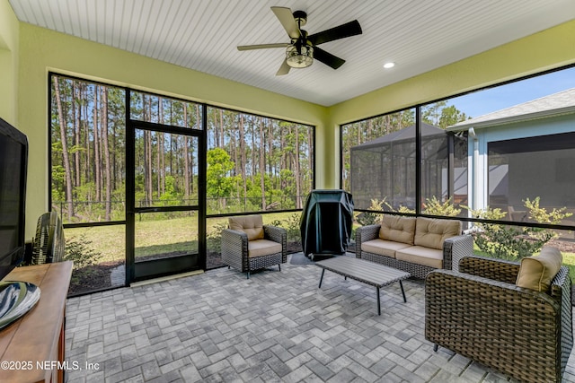 836 Margaritaville Ave, Daytona Beach, FL 32124 - sunroom / solarium with ceiling fan and an outdoor living space