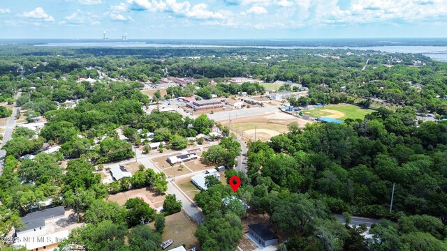 aerial view of a nearby body of water