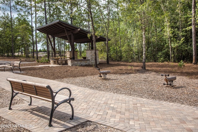 view of community featuring a gazebo