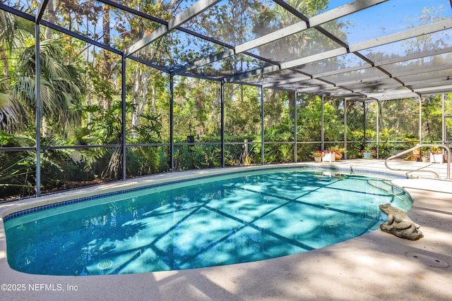 445 W Mill Chase Ct, Ponte Vedra Beach, FL 32082 - swimming pool featuring a patio area and glass enclosure