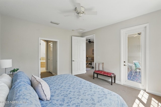 200 Paseo Terraza Unit 203, Saint Augustine, FL 32095 - carpeted bedroom featuring ensuite bathroom, a ceiling fan, and baseboards