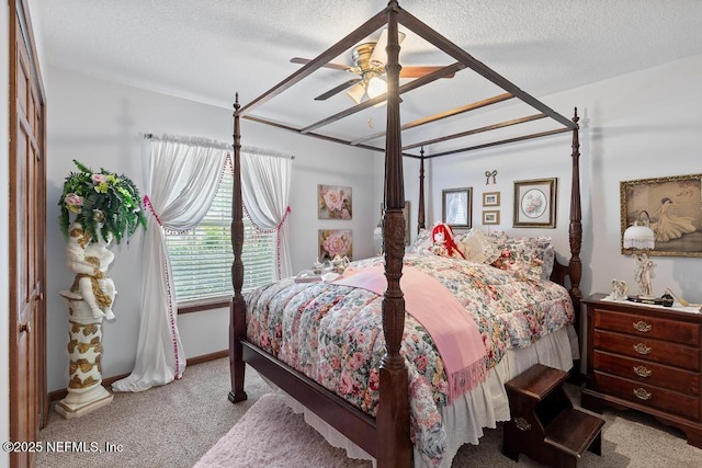 3041 Marrano Dr, Orange Park, FL 32073 - carpeted bedroom featuring ceiling fan, a textured ceiling, and baseboards