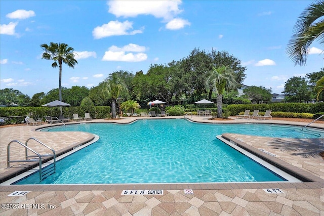11092 Turnbridge Dr Unit 74, Jacksonville, FL 32256 - community pool featuring a patio area and view of wooded area