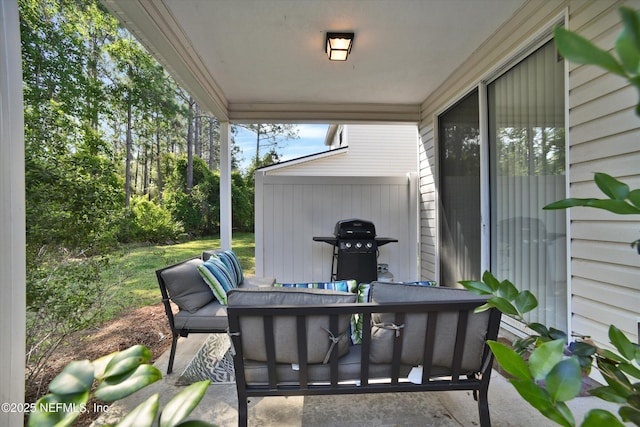 8672 Ribbon Falls Ln, Jacksonville, FL 32244 - view of patio / terrace featuring an outdoor living space and grilling area