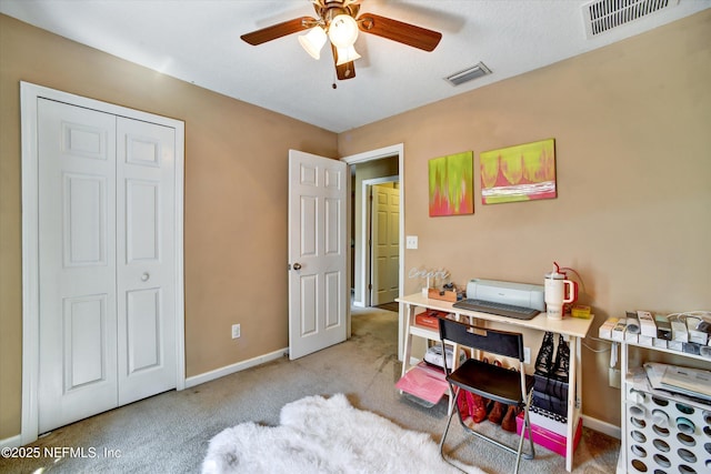 8672 Ribbon Falls Ln, Jacksonville, FL 32244 - bedroom with carpet floors, baseboards, ceiling fan, and a closet