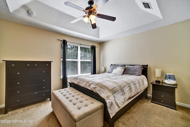 8672 Ribbon Falls Ln, Jacksonville, FL 32244 - bedroom featuring light carpet, a textured ceiling, baseboards, and a ceiling fan