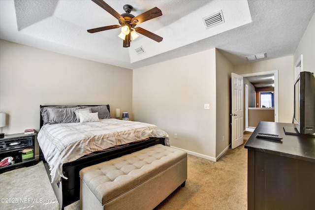 8672 Ribbon Falls Ln, Jacksonville, FL 32244 - bedroom featuring light colored carpet, baseboards, ceiling fan, and a textured ceiling