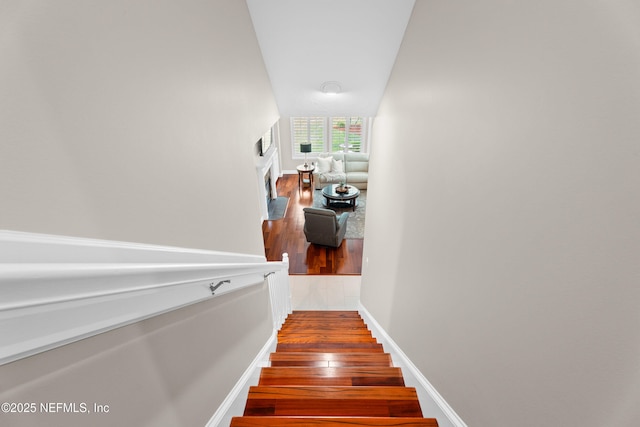 389 Summerset Dr, Saint Johns, FL 32259 - stairway with wood finished floors and baseboards