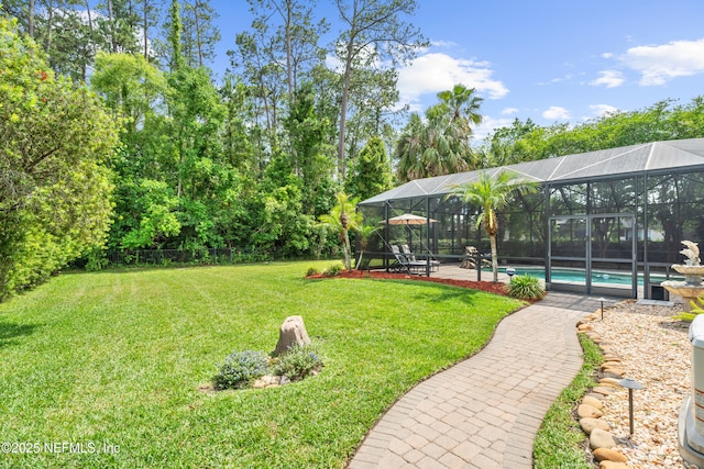 389 Summerset Dr, Saint Johns, FL 32259 - view of green lawn featuring an outdoor pool, a lanai, and a patio