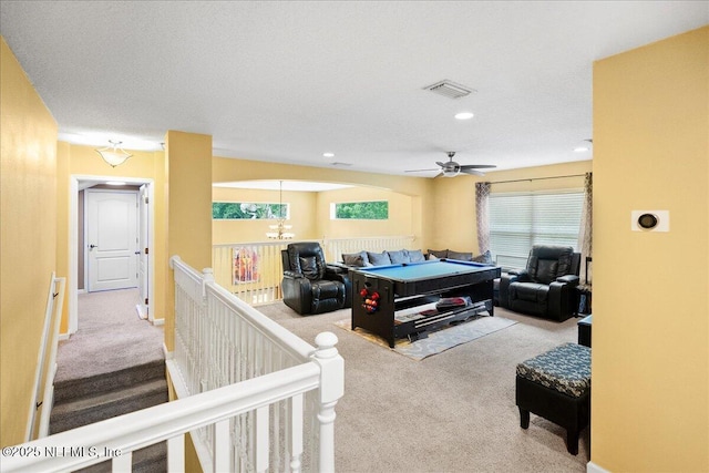 221 Thornloe Dr, Saint Johns, FL 32259 - rec room featuring carpet floors, a ceiling fan, recessed lighting, and a chandelier
