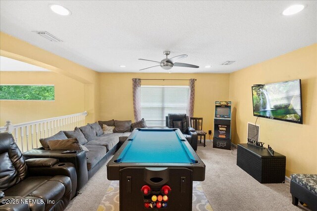 221 Thornloe Dr, Saint Johns, FL 32259 - recreation room with carpet, ceiling fan, and recessed lighting