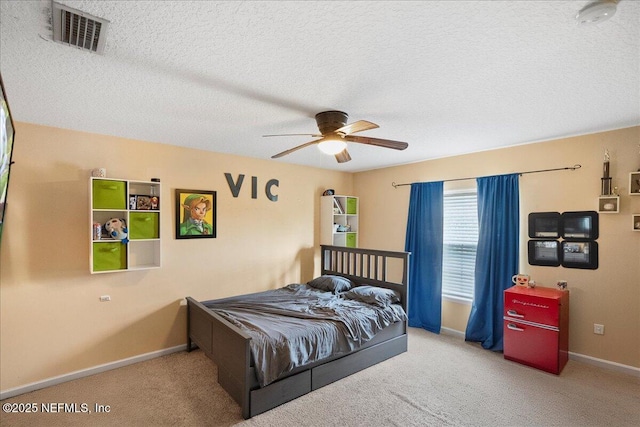 221 Thornloe Dr, Saint Johns, FL 32259 - bedroom with carpet flooring, baseboards, ceiling fan, and a textured ceiling