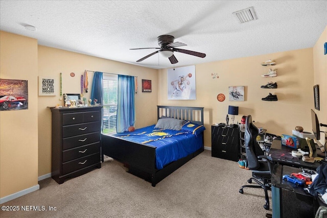221 Thornloe Dr, Saint Johns, FL 32259 - bedroom featuring carpet floors, a textured ceiling, a ceiling fan, and baseboards