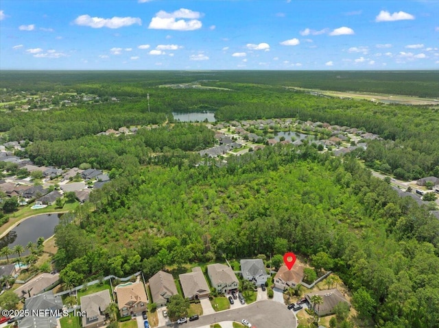 221 Thornloe Dr, Saint Johns, FL 32259 - aerial overview of property's location with a heavily wooded area, a nearby body of water, and nearby suburban area