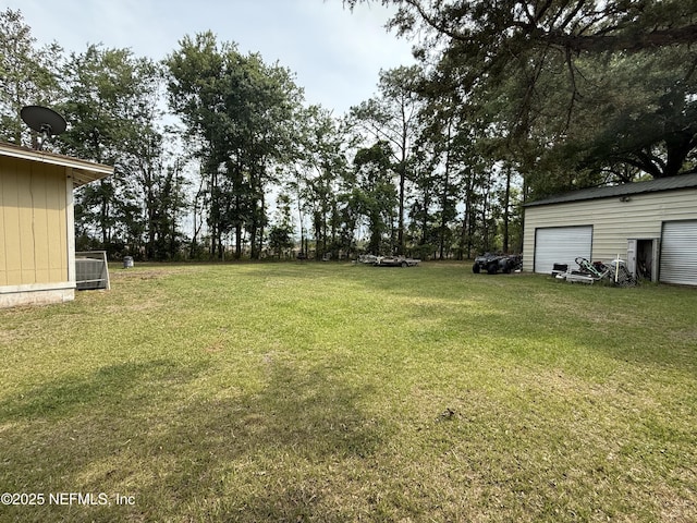 view of grassy yard featuring central AC
