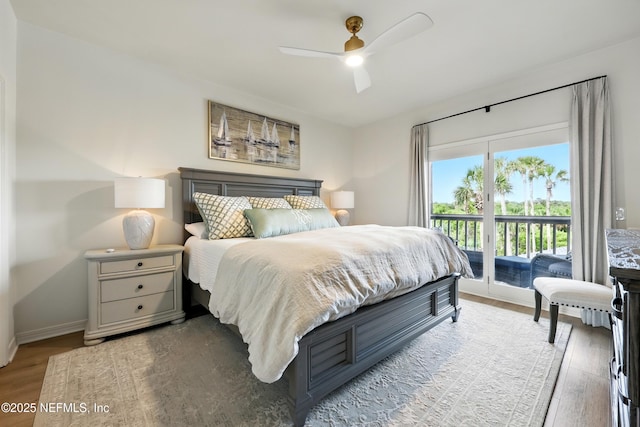 626 Ponte Vedra Blvd Unit B6, Ponte Vedra Beach, FL 32082 - bedroom featuring access to exterior, wood finished floors, baseboards, and ceiling fan