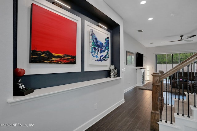 195 Manor Ln, Saint Johns, FL 32259 - hall featuring wood finished floors, baseboards, stairs, and recessed lighting