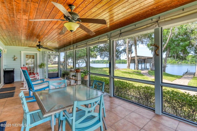 130 Woodbury Trl, Satsuma, FL 32189 - sunroom / solarium with a water view, healthy amount of natural light, and a ceiling fan