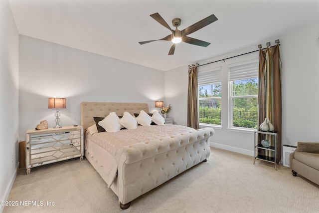360 Rustic Mill Dr, Saint Augustine, FL 32092 - bedroom with light carpet, baseboards, and ceiling fan
