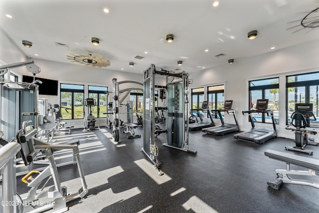 360 Rustic Mill Dr, Saint Augustine, FL 32092 - exercise room featuring recessed lighting