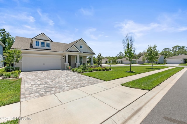223 Creek Pebble Dr, Ponte Vedra, FL 32081 - view of front facade featuring driveway, a front yard, roof with shingles, board and batten siding, and a residential view