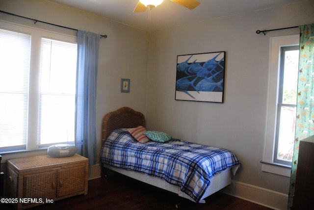 123 Arlington Way, Ormond Beach, FL 32176 - bedroom with wood finished floors, multiple windows, and ceiling fan