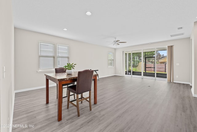618 Honeycomb Trl, Saint Augustine, FL 32095 - dining room with light wood finished floors, baseboards, ceiling fan, and recessed lighting