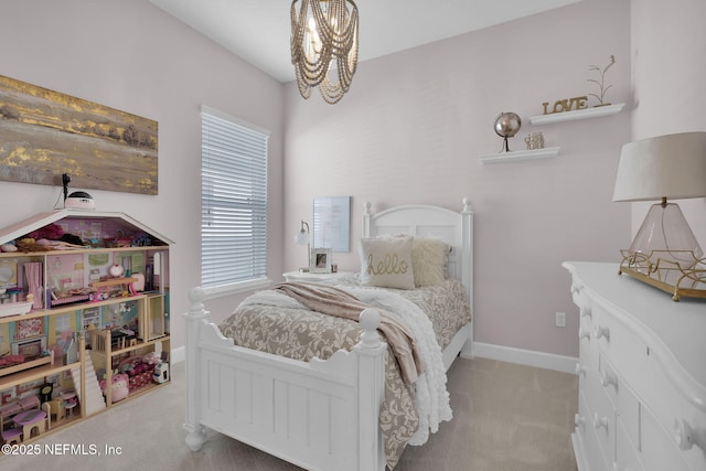 111 Bucktail Ave, Ponte Vedra, FL 32081 - carpeted bedroom with a chandelier and baseboards