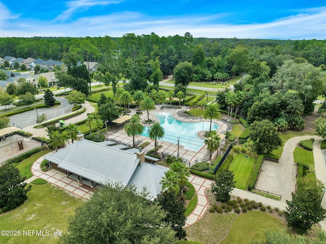 111 Bucktail Ave, Ponte Vedra, FL 32081 - drone / aerial view of a pool and a heavily wooded area